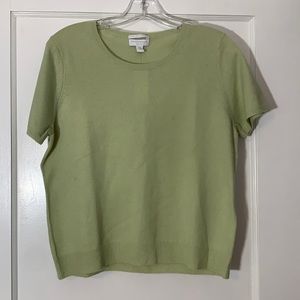 Charter Club Mint Green Short Sleeve Cashmere Petite